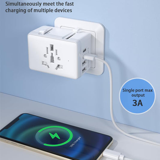 Techsuit HHt204A Travel hálózati töltő, 15W, 3A, 2 x USB-A - 2 x USB-C, fehér