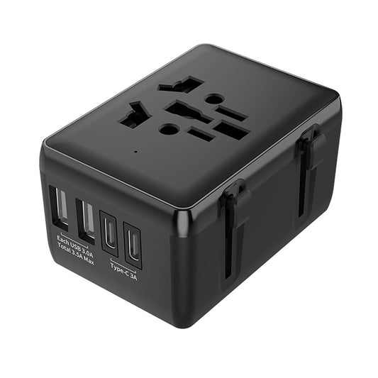 Techsuit HHt204A Travel hálózati töltő, 15W, 3A, 2 x USB-A - 2 x USB-C, Fekete