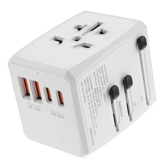 Techsuit HHT904-W2 Travel hálózati töltő, 20W, 3A, 2 x USB-A - 2 x USB-C, fehér