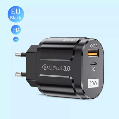 Techsuit Premium Hálózati Töltő, 20W, 3A, 1 x USB-A - 1 x USB-C, Fehér