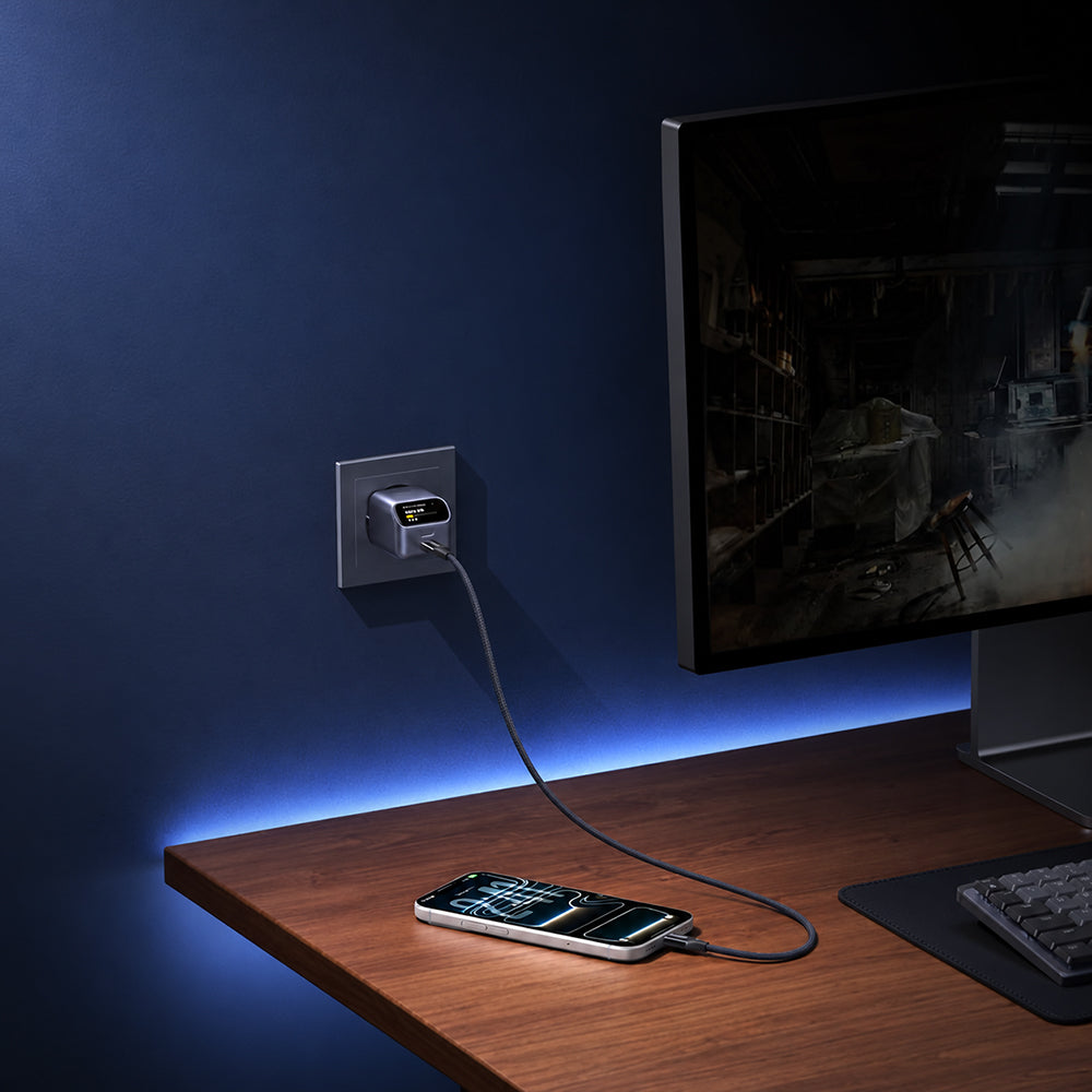 UGREEN Nexode Pro X740 (25419B) hálózati töltő kijelzővel, 45 W, 3 A, 1 × USB-C, szürke