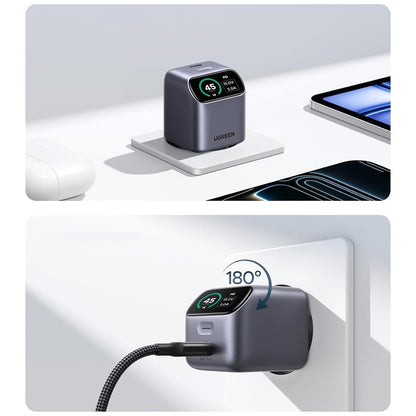 UGREEN Nexode Pro X740 (25419B) hálózati töltő kijelzővel, 45 W, 3 A, 1 × USB-C, szürke
