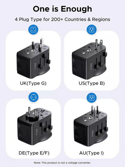 UGREEN Travel S550 hálózati töltő (55001), 65W, 3,25A, 1 x USB-A - 2 x USB-C, Fekete