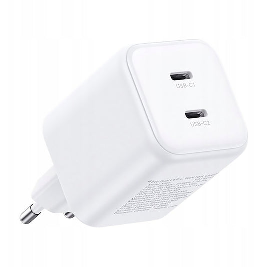 UGREEN X526 hálózati töltő (65154), 45W, 3A, 2 x USB-C, fehér