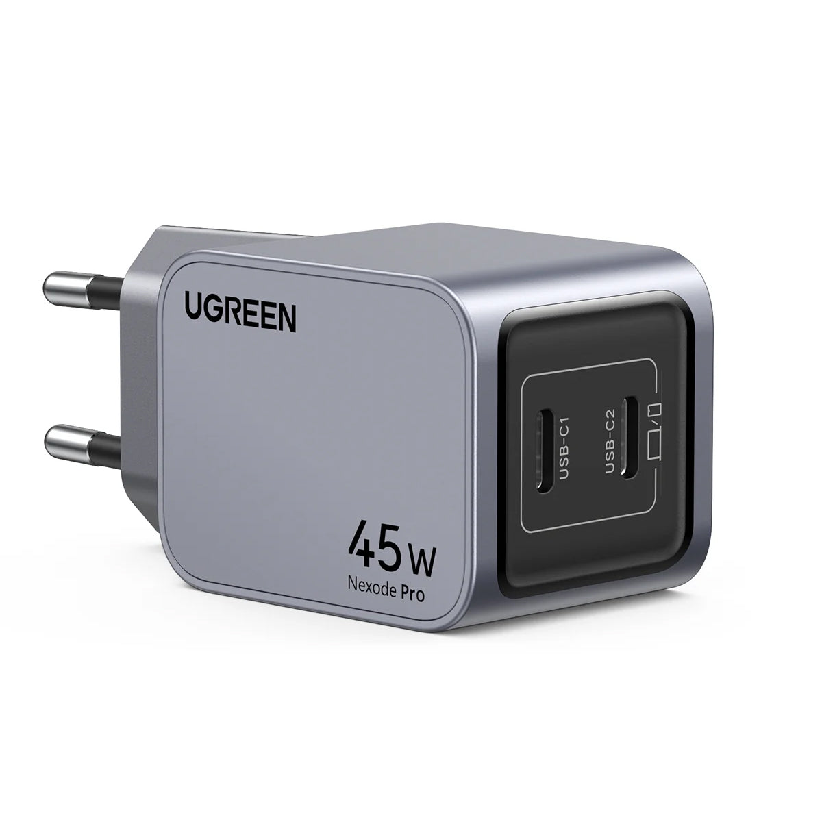 Hálózati töltő UGREEN X707 Nexode Pro, 45W, 3A, 2 x USB-C, Szürke 