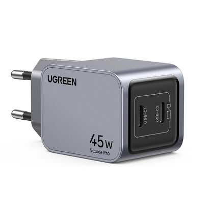 Hálózati töltő UGREEN X707 Nexode Pro, 45W, 3A, 2 x USB-C, Szürke 