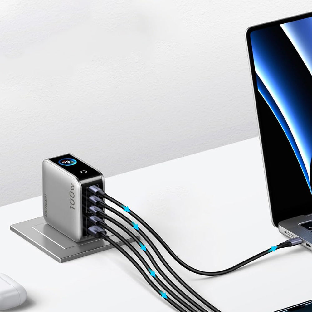 UGREEN X773 hálózati töltő (65620B), 100W, 1 x USB-A - 4 x USB-C, Szürke