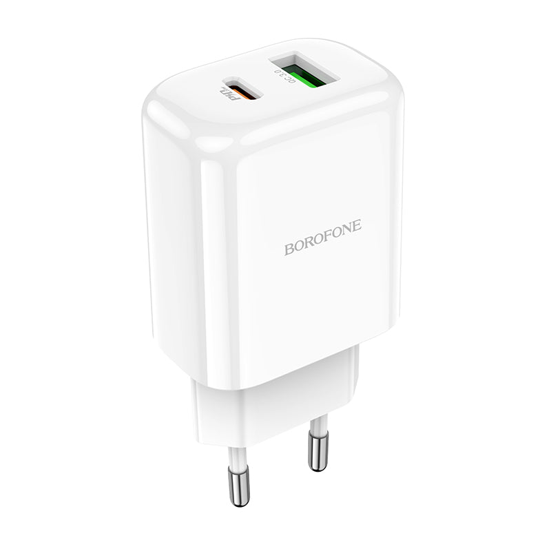 Borofone BBN4 Potential hálózati töltő, 20W, 3A, 1 x USB-A - 1 x USB-C, fehér