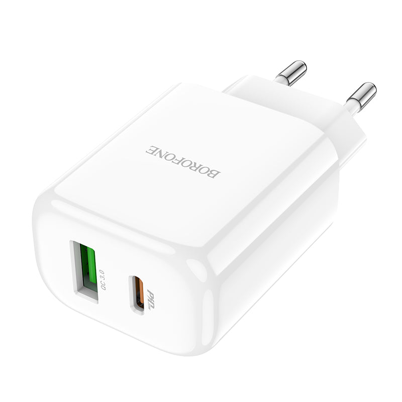 Borofone BBN4 Potential hálózati töltő, 20W, 3A, 1 x USB-A - 1 x USB-C, fehér