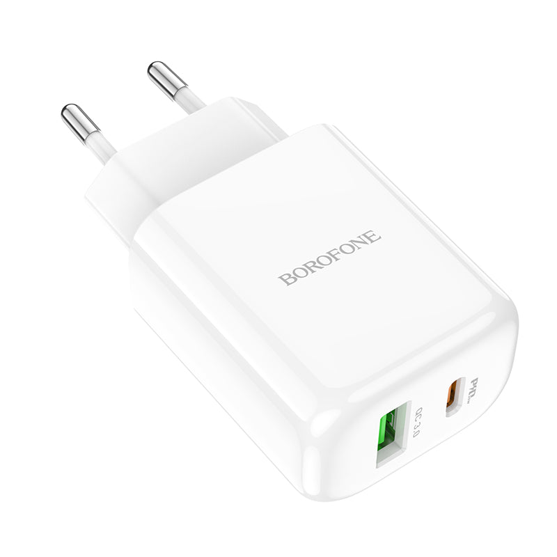 Borofone BBN4 Potential hálózati töltő, 20W, 3A, 1 x USB-A - 1 x USB-C, fehér