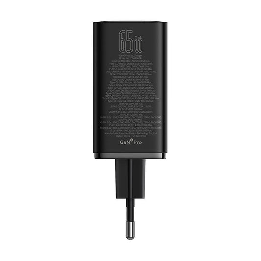 USB-C hálózati töltő Baseus GaN 6 Pro, 65W, 3,25A, 2 x USB-A - 2 x USB-C, fekete P10162701113113113-00