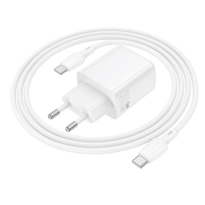 Hálózati töltő USB-C kábellel Borofone BN28 Fuente, 30W, 3A, 1 x USB-C, Fehér