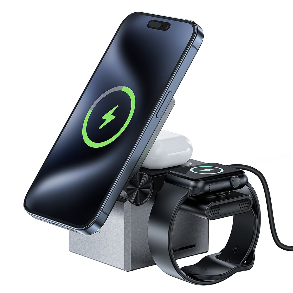 Acefast E18 Rubik's Cube 3in1 Wireless Network Charger, 23W, 1.67A, Gray