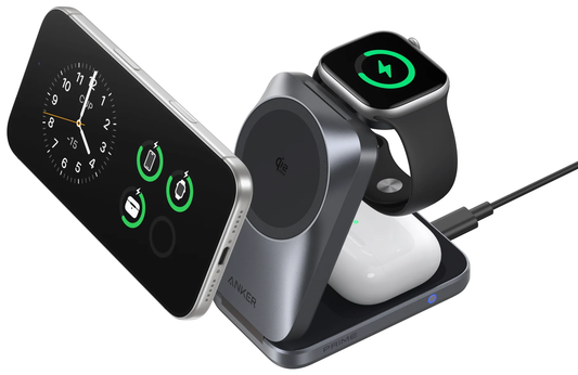 Anker Prime MagGo 3in1 vezeték nélküli hálózati töltő, 25W, fekete A25N1