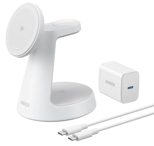 Anker MagGo 3in1 vezeték nélküli hálózati töltő, 15W, 1.67A, Fehér B25M4G21