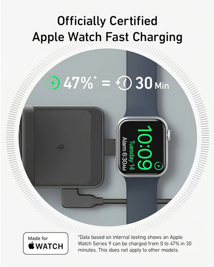 Anker MagGo 3in1 vezeték nélküli hálózati töltő, 15W, 1.67A, Fekete B2557311