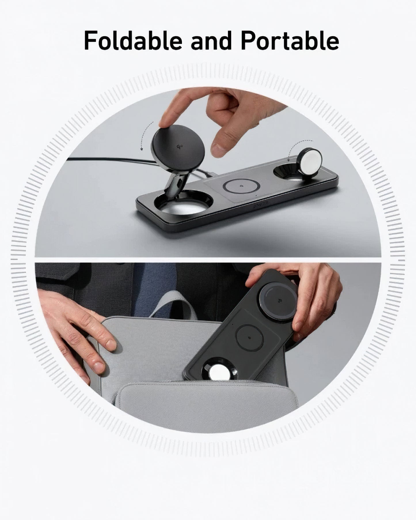 Anker MagGo 3in1 vezeték nélküli hálózati töltő, 15W, 1.67A, Fekete B25M1311