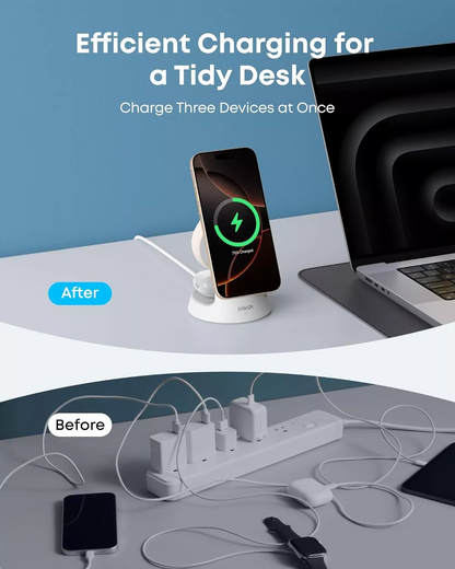 Anker MagGo 3in1 Wireless Network Charger, 15W, 1.67A, White B25M4G21
