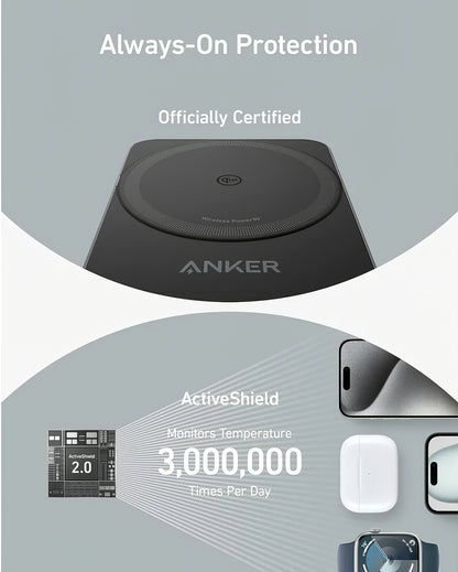 Anker MagGo 3in1 vezeték nélküli hálózati töltő, 15W, 1.67A, Fekete B2557311