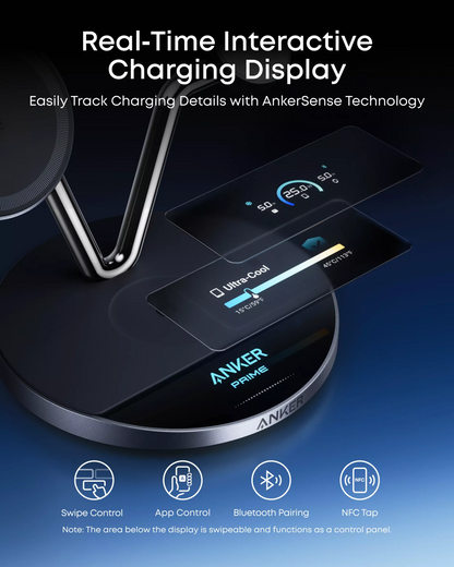 Anker Prime MagGo AirCool 3in1 vezeték nélküli hálózati töltő, 25W, Fekete B25X7G11