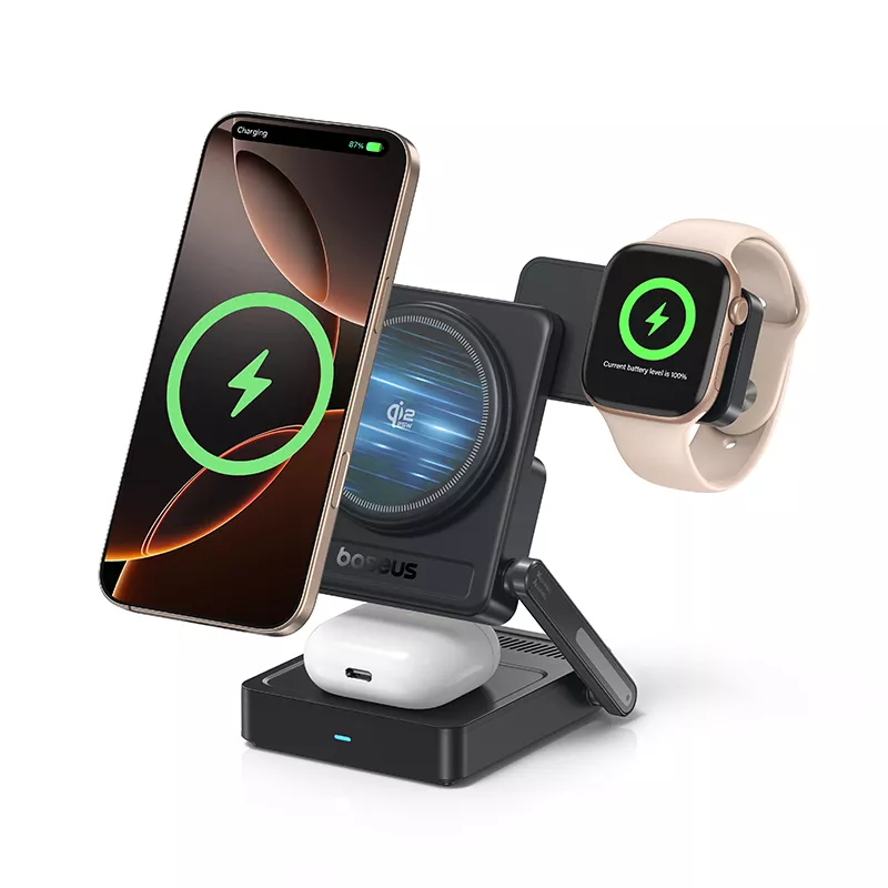 Baseus PicoGo AF21 3in1 vezeték nélküli hálózati töltő, 35W, fekete E0205401