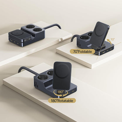 Baseus Nomos ND11 QI 6in1 Charging Station, 67W, 3.35A, 1 x USB-A - 2 x USB-C - 2 x Schuko, Black P80015804213-00