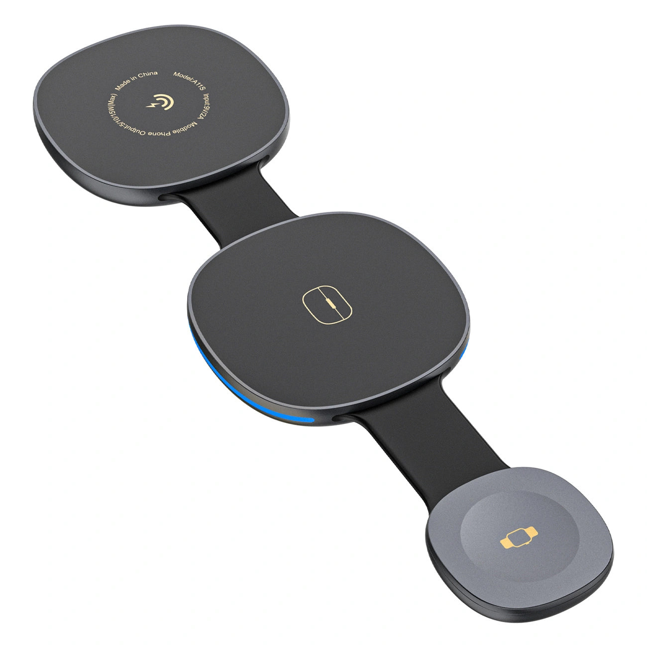 Dudao A11S 3in1 vezeték nélküli hálózati töltő, 15W, Fekete