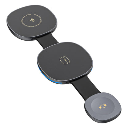 Dudao A11S 3in1 vezeték nélküli hálózati töltő, 15W, Fekete