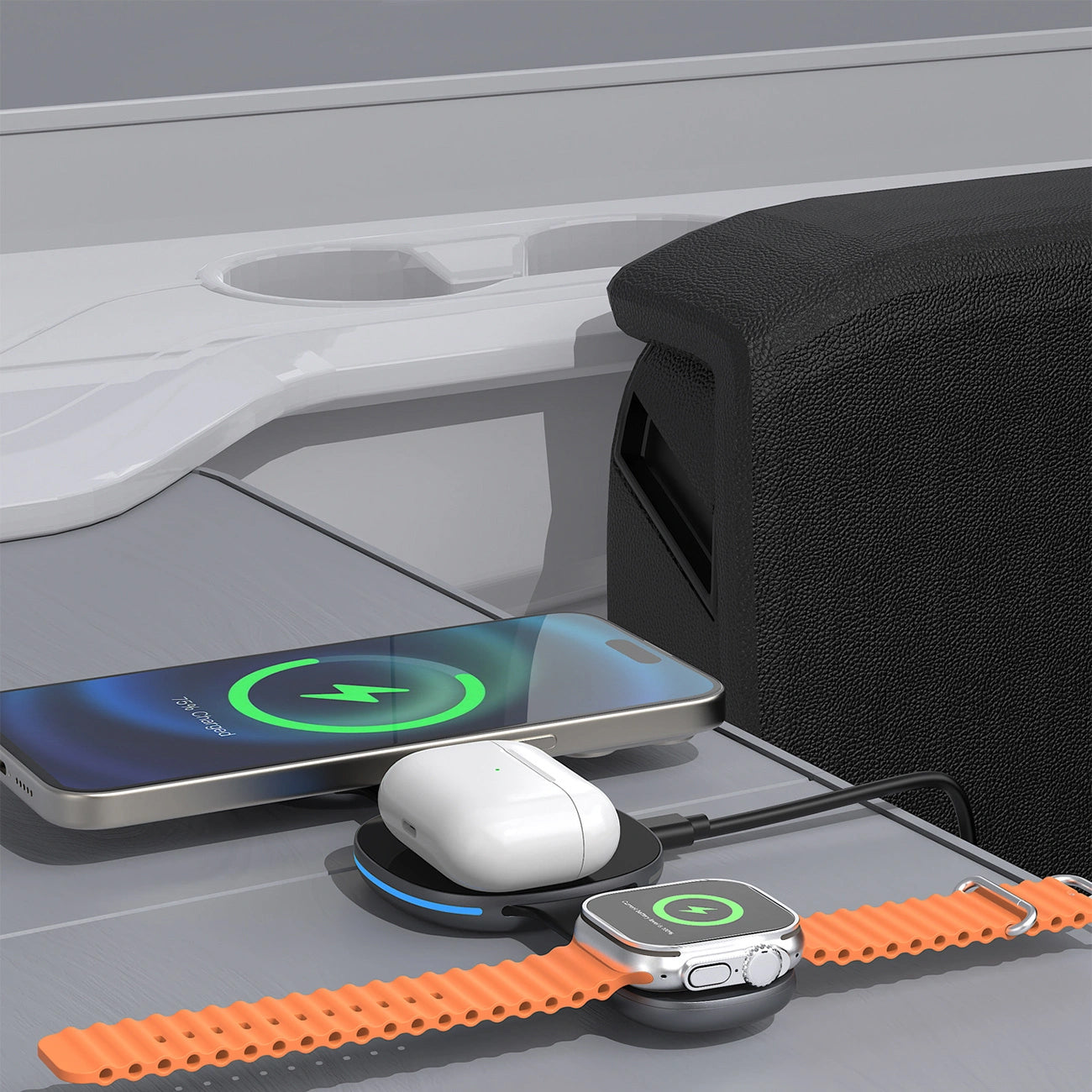 Dudao A11S 3in1 vezeték nélküli hálózati töltő, 15W, Fekete