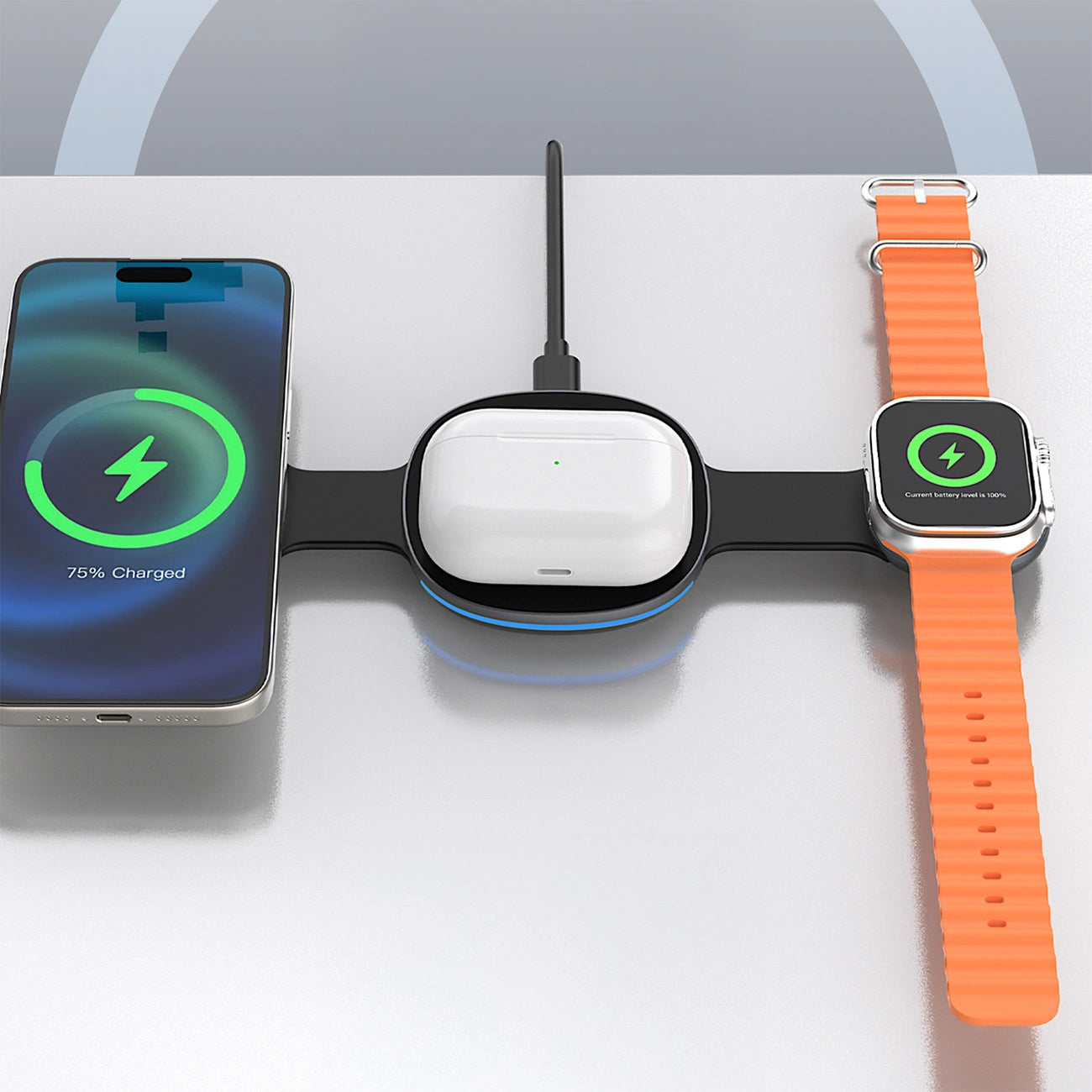 Dudao A11S 3in1 vezeték nélküli hálózati töltő, 15W, Fekete