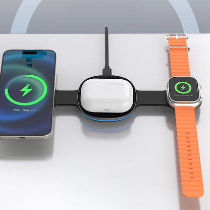 Dudao A11S 3in1 vezeték nélküli hálózati töltő, 15W, Fekete