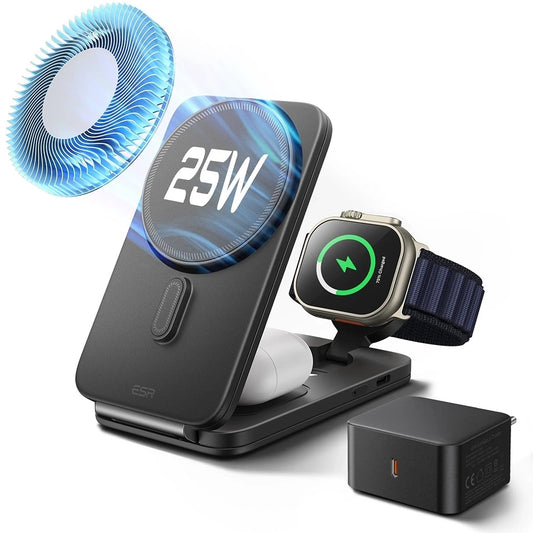ESR CryoBoost 3in1 vezeték nélküli hálózati töltő, 25W, Fekete