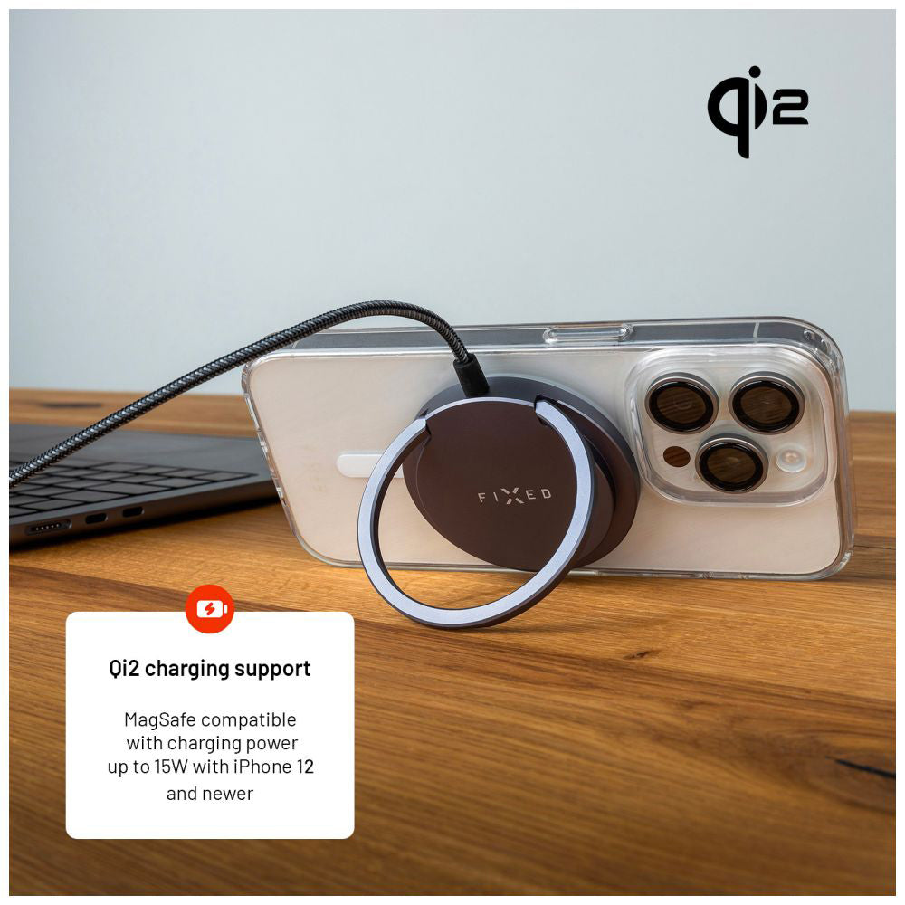 Vezeték nélküli hálózati töltő Fixed Ring, 15W, 1.67A, Szürke