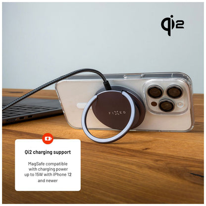 Vezeték nélküli hálózati töltő Fixed Ring, 15W, 1.67A, Szürke