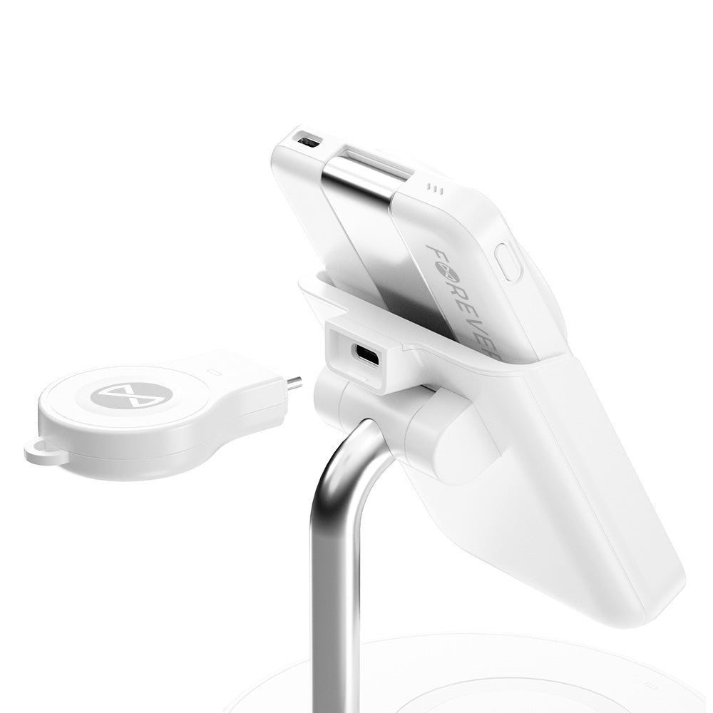 Forever MACS-100 5in1 vezeték nélküli hálózati töltő, 20W, 3A, 1 x USB-A, Fehér