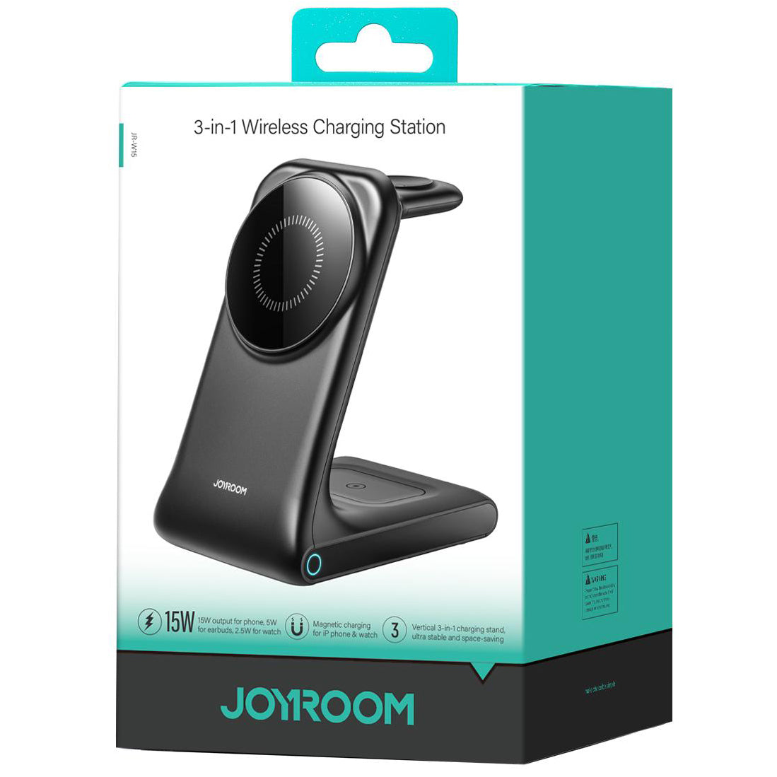 Joyroom JR-W15 3in1 vezeték nélküli hálózati töltő, 15W, 1.67A, Fekete