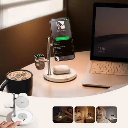 Joyroom JR-W23 3in1 vezeték nélküli hálózati töltő, 15W, 1.67A, Fehér