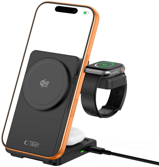 Tech-Protect A56 3in1 vezeték nélküli hálózati töltő, 25W, fekete