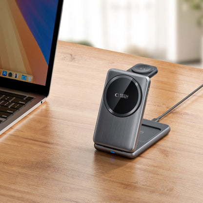 Tech-Protect A42 3in1 vezeték nélküli hálózati töltő, 15W, 1.67A, szürke