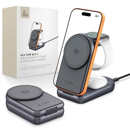 Tech-Protect A53 3in1 Wireless Network Charger, 25W, Gray