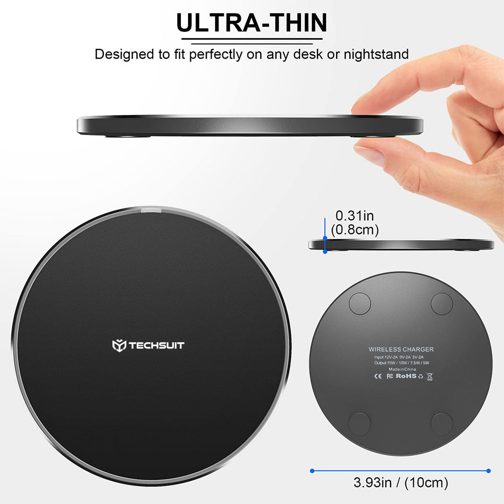 Techsuit CHWR031 Premium Vezeték Nélküli Hálózati Töltő, 15W, 1.67A, Fehér