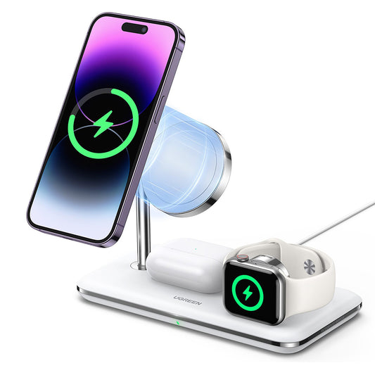 UGREEN CD278 3in1 Vezeték nélküli Hálózati Töltő, 25W, 1.67A, Fehér