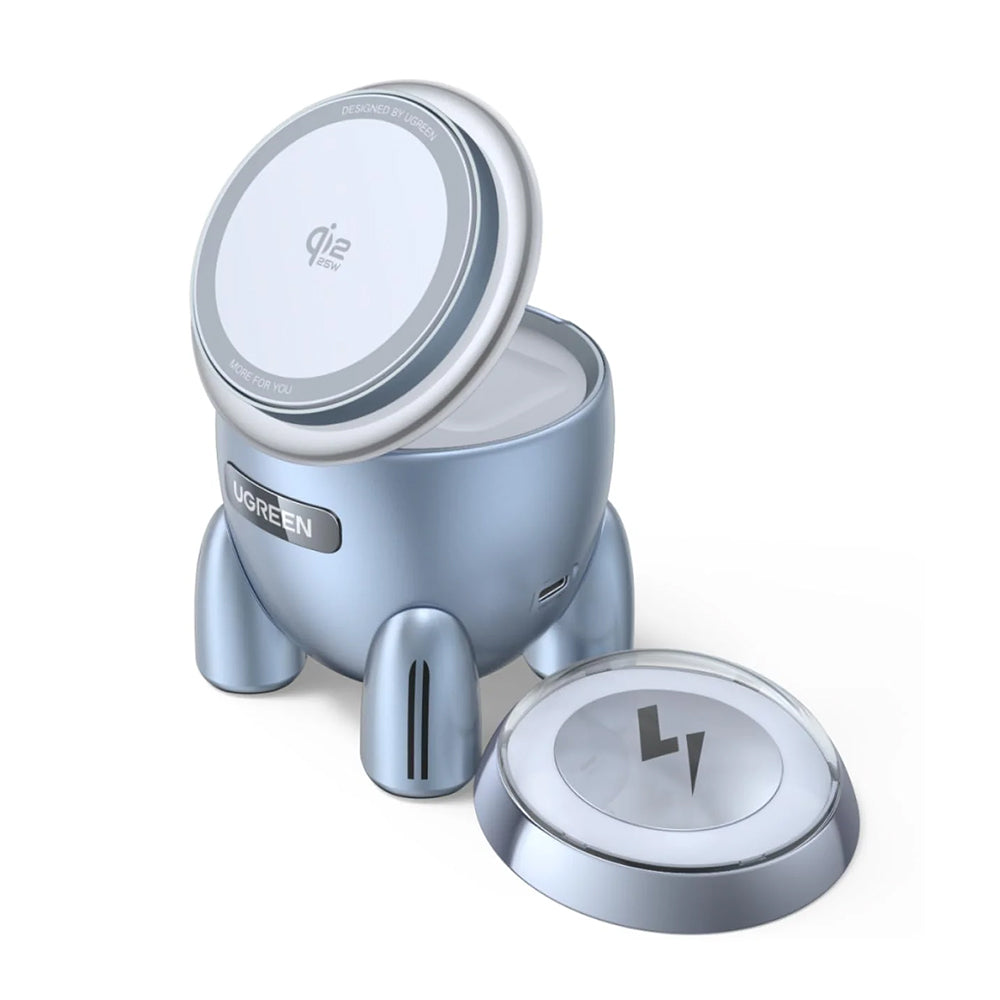 UGREEN W713 2in1 Vezeték nélküli Hálózati Töltő, 25W, Kék