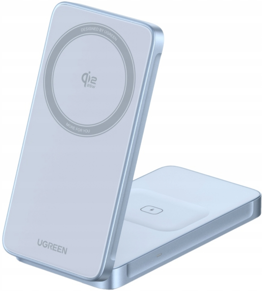 UGREEN MagFlow 2in1 vezeték nélküli hálózati töltő, 25W, kék, újrazárva