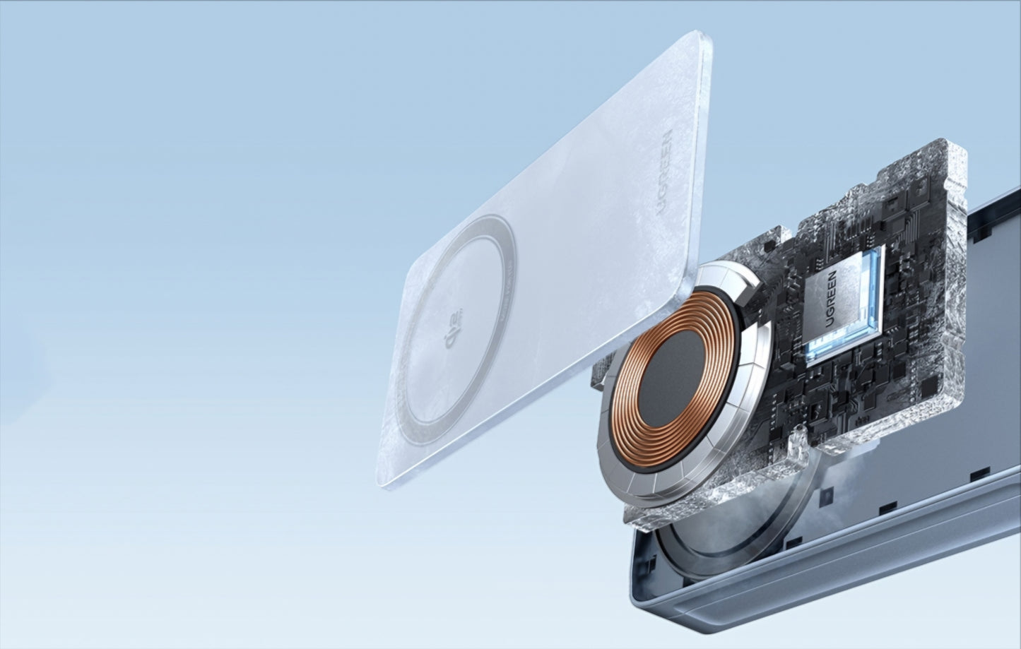 UGREEN MagFlow 2in1 vezeték nélküli hálózati töltő, 25W, Kék