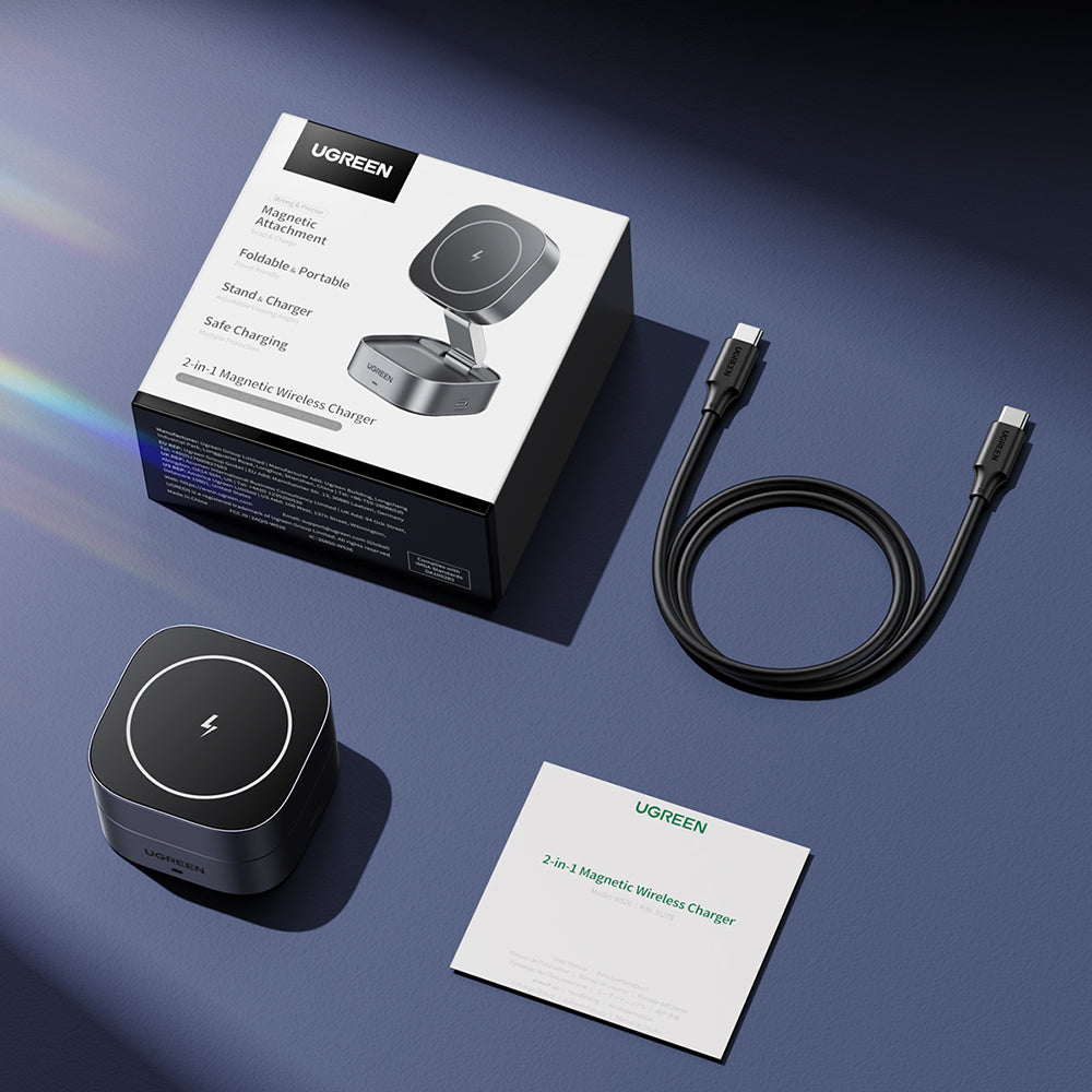 UGREEN W526 3in1 vezeték nélküli hálózati töltő, 20W, 1.67A, 1 x USB-C, Fekete