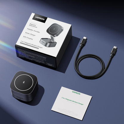 UGREEN W526 3in1 vezeték nélküli hálózati töltő, 20W, 1.67A, 1 x USB-C, Fekete