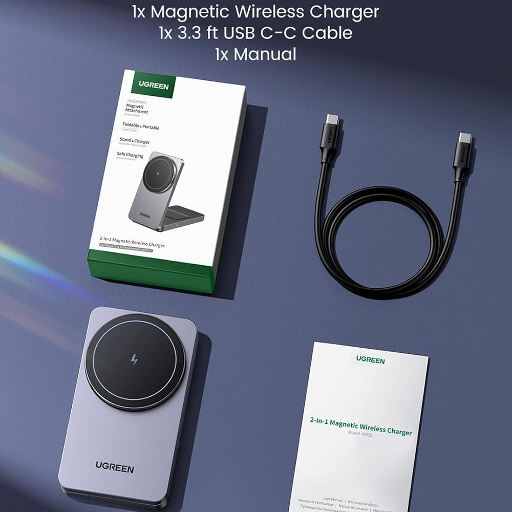UGREEN W528 2in1 vezeték nélküli hálózati töltő, 20W, 1.67A, Fehér