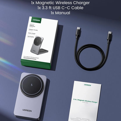 UGREEN W528 2in1 vezeték nélküli hálózati töltő, 20W, 1.67A, Fehér