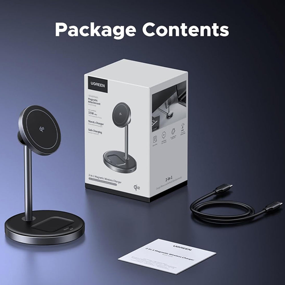 UGREEN W710 3in1 vezeték nélküli hálózati töltő, 20W, 1.67A, 1 x USB-C, Fekete